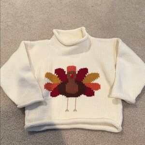 Kids Cream Turkey roll neck Sweater